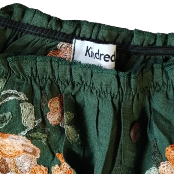 Anthropologie Kindred Embroidered Long Sleeve Off Shoulder Dress - Picture 2 of 16